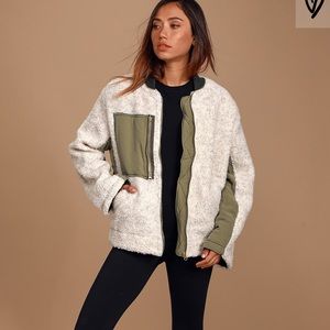 Rivington Olive Green and Ivory Sherpa Jacket